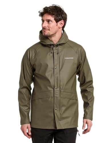 Image of Didriksons Avon Men's Waterproof Rain Jacket Galon Rubberised Coat Windproof - Green