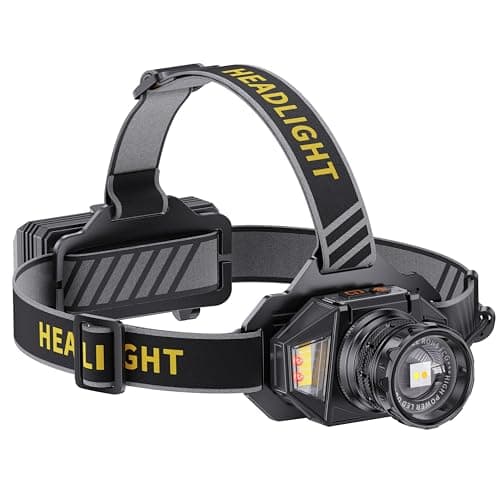 Image of Glarylight Led Head Torch Rechargeable, 100000 LM Super Bright headtorch with 12 Modes & 12 Hrs+ Runtime & Motion & Zoomable & IPX7 Waterproof, 90° Adjustable Headlight for Running, Camping, Fishing