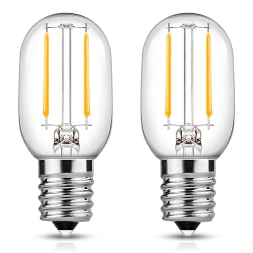 Image of EvaStary E14 LED Light Bulb 1W, T22 Small Screw Filament Bulb Warm White 2700K, Mini Pygmy E14 Bulbs Equivalent to 15W SES Refrigerator Bulb, Pack of 2
