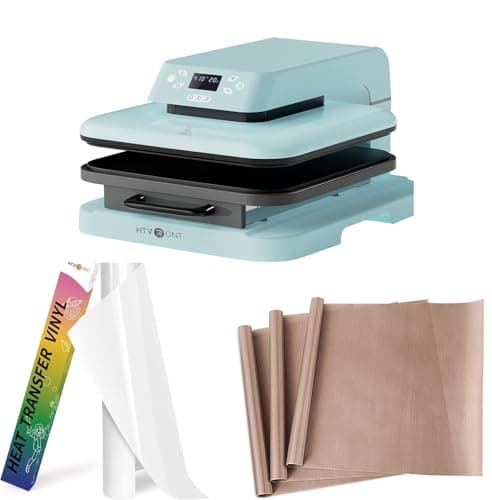Image of HTVRONT Auto Heat Press Machine 15x15 for T Shirts + 12" x 8ft Heat Transfer Vinyl + 3 Pack Non-Stick 16" x 20" Teflon Heat Transfer Paper