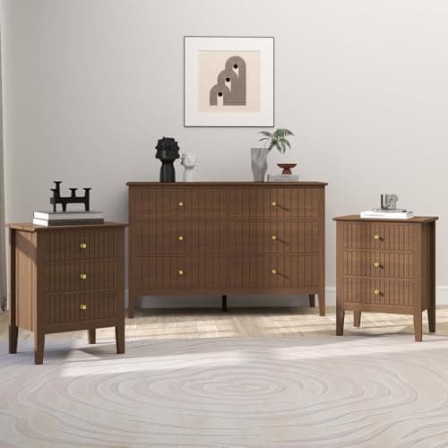 Image of Melody Maison Large Chest of Drawers and Pair of Bedside Tables - Hales Dark Wood Range