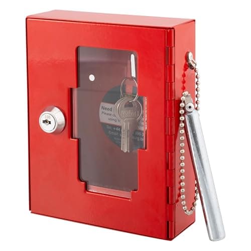 Image of Sterling EB01 Emergency Key Box, with Brak Glass Hammer,Red,120mm x 150mm x 40mm