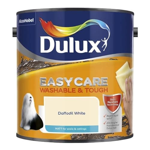 Image of Daffodil White Dulux Easycare Matt Emulsion Paint 2.5L – Washable & Stain Resistant, Durable Matt Finish, Quick Dry, Low Odour Interior Wall & Ceiling Paint
