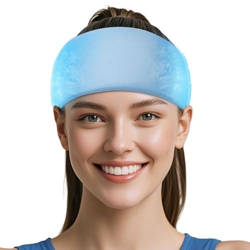 Image of NEWGO Migraine Headache Relief Strap, Flexible Cooling Gel Headband, Soothing Ice Pack Head for Headache Relief, Migraine, Fever, Tension Stress & Hangover-Blue
