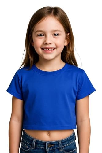 Image of A2Z 4 Kids Girls Crop Top Plain T Shirt Soft Feel - New Crop Top Plain Royal 7-8