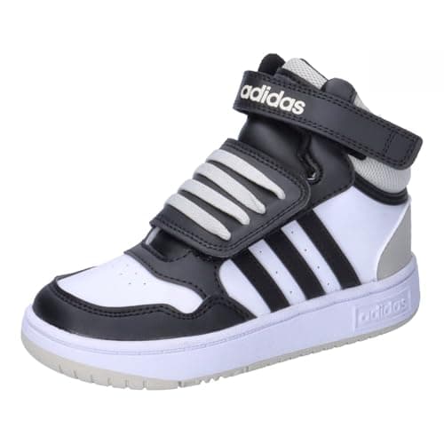 Image of adidas Unisex Kids Hoops Mid Shoes, Cloud White/core Black/Orbit Grey, 5.5 UK Child