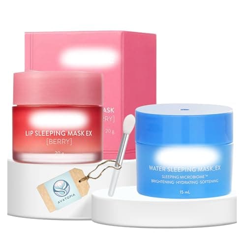 Image of Berry Lip Sleeping Mask 20g + Water Sleeping Mask 15ml + Silicone Lip Applicator – Hydrating Lip Mask Set – Overnight Mask – Mini Skincare Bundle – Preppy Skincare Gift Set
