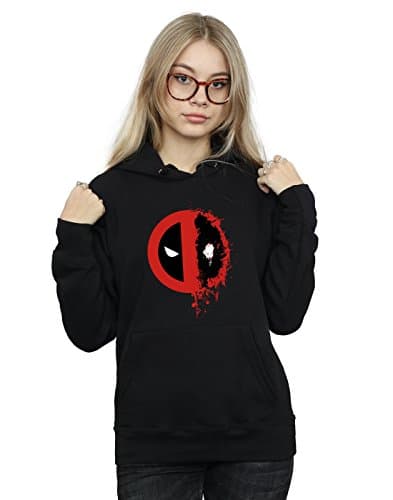 Image of Marvel Women's Deadpool Split Splat Logo Hoodie Small Black