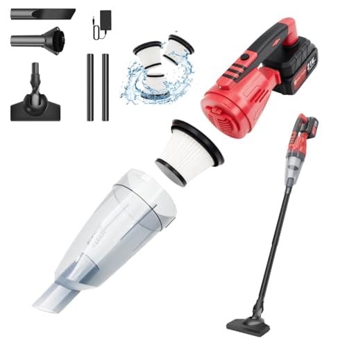 Image of Cordless Handheld Vacuum Cleaner, 2 in 1 Car Hoovers Cordless Powerful USB Rechargeable Car Vacuum Portable Handheld Hoover with LED Light, 0.6L Dust Cup, 2200mAh Battery Mini Vacuum Cleaner