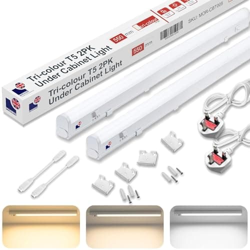 Image of Morris LED Under Cabinet Light Linkable 3 Colours in 1 3000k/4000k/6500k Kitchen Light - UK Plug Included - 288mm, 550mm, 850mm,1150mm (2, 550mm)