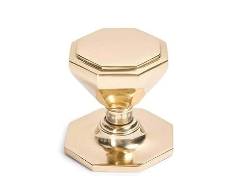 Image of Designer Levers Octagonal Centre Door Knob - 73mm - Polished Brass
