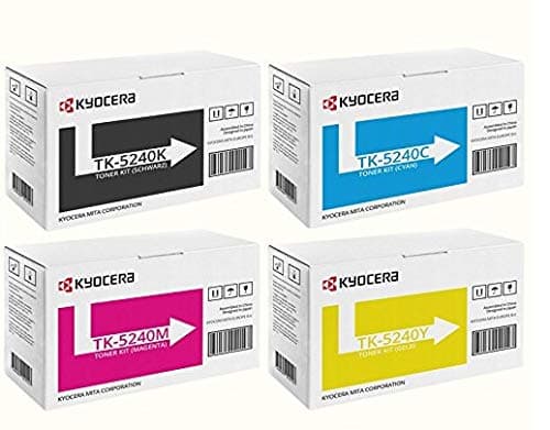 Image of Pack of 4 Kyocera TK-5240 Original Printer Cartridges - Ecosys M5526cdn M5526cdw P5026cdn P5026cdw - Including Tonerliga Touchpen Ballpoint Pen