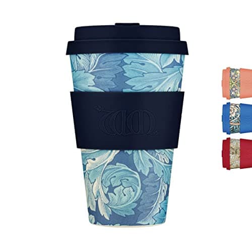 Image of 14oz 400ml William Morris Reusable Eco-Friendly 100% Plant Based Coffee Cup - Melamine Free & Biodegradable Dishwasher/Microwave Safe Travel Mug, Acanthus