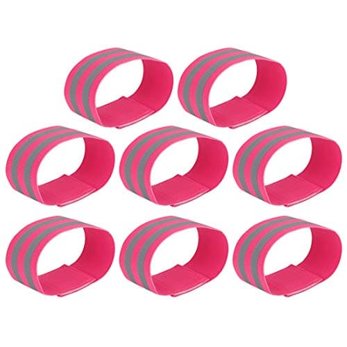 Image of X AUTOHAUX 8pcs Reflective Bands for Arm Cycling Reflective Armbands Pink