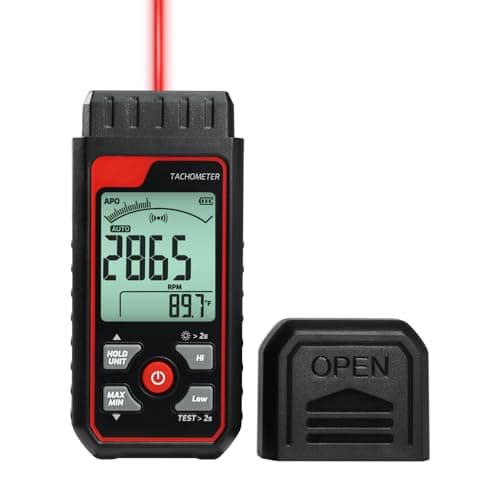 Image of Non-Contact Digital Tachometer RPM Meter Speed Gauge Laser Photo Tachometer with 2.5~99999 RPM Range, Backlit Display | Analog Bar Scale | Custom Alarms for HVAC Motor Engine Speed Tester