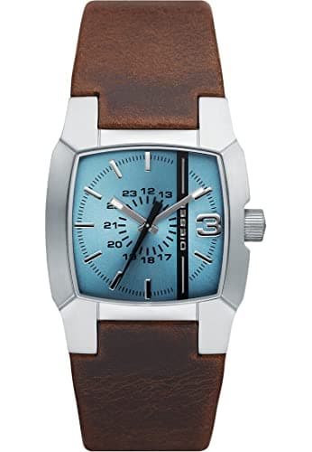 Image of Diesel Watch for Men Cliffhanger, Three Hand Movement, 36 mm Silver Stainless Steel Case with a Leather Strap, DZ1998