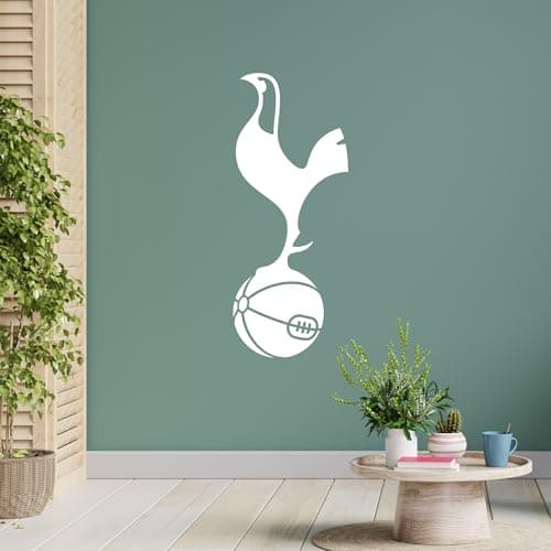 Image of Tottenham Hotspur Crest Wall Sticker Art Vinyl Mural Football Gift (White, 90cm Height x 45cm Width)