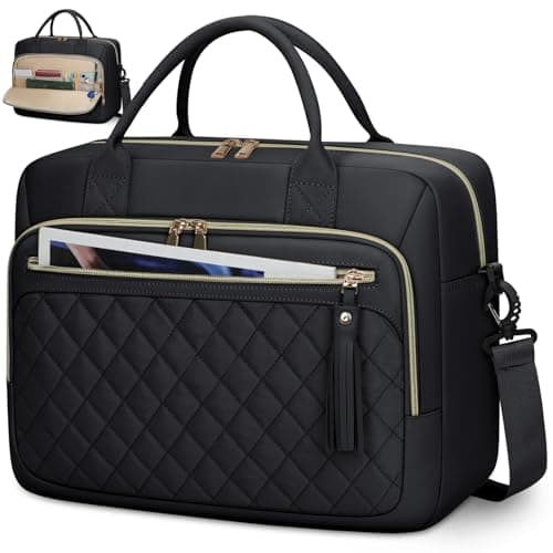 Image of RAINSMORE 17 Inch Laptop Bags for Women Large Laptop Case Messenger Bag Work Bags for Women 17.3 Inch Teacher Bag Computer Bag Laptop Briefcase for Business Office Travel College Black