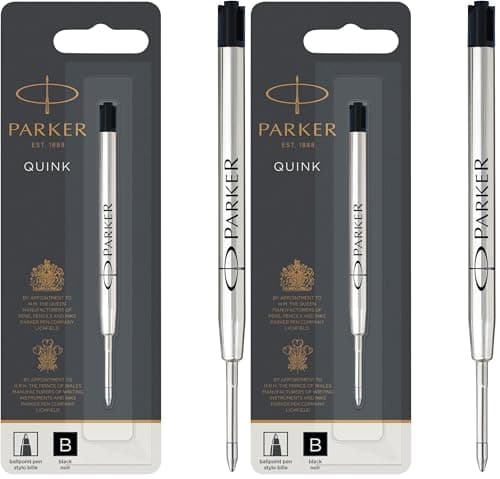 Image of Parker Ballpoint Pen Refill | Broad Tip | Black QUINKflow Ink | 1 Count (Pack of 2)