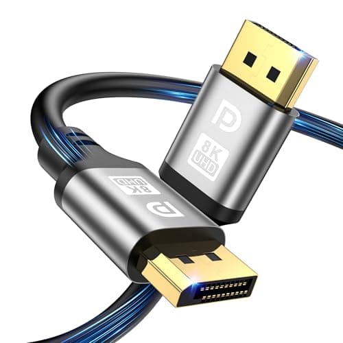 Image of jojobnj DisplayPort Cable 7M, DP Cable 2.1, 32.4Gbps High-Speed, DP to DP Support 16K@60Hz, 8K@60Hz, 4K@144Hz, HBR3 32.4Gbps, HDR, G-Sync & FreeSync Display Lead for Laptop Gaming Monitor PC TV