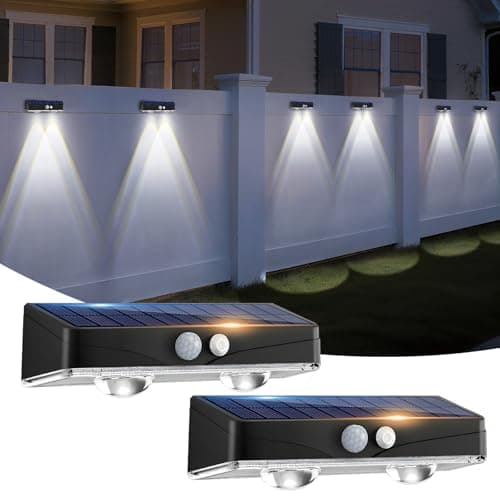 Image of Kolpop Solar Fence Lights Outdoor Garden, 3 Modes Solar Motion Sensor Lights Waterproof IP65, Solar Powered Wall Lights Outside for Patio Decking Driveway Gate Garage Yard Decoration,Cool White-2Pack