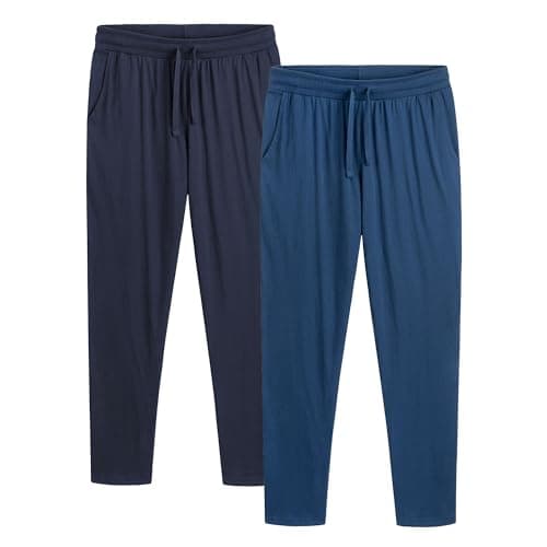 Image of The Essentials Wardrobe 2PK Mens Lounge Pants - Open Leg - Blue - X Large