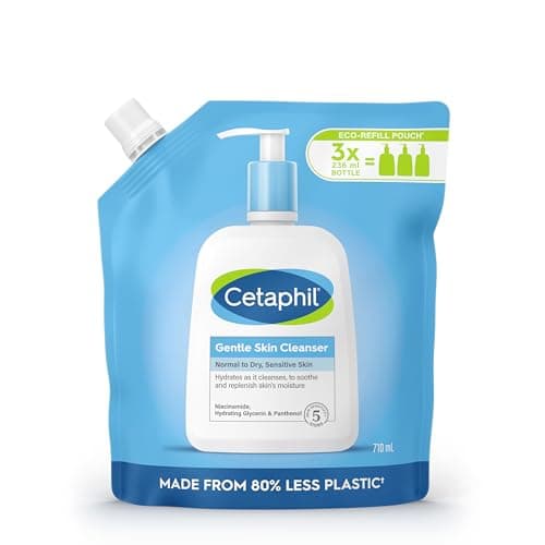 Image of Cetaphil Gentle Skin Cleanser Eco Refill Pouch, 710ml, Face & Body Wash, for Normal to Dry Sensitive Skin, Soap Free with Niacinamide, Packaging May Vary