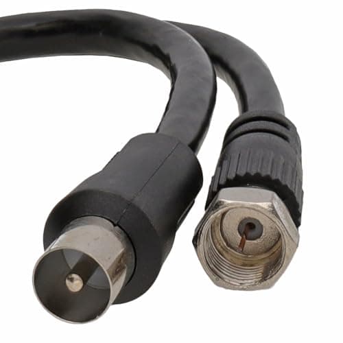 Image of kenable Coaxial Satellite to TV Aerial Cable F Type Plug to RF Male Lead RG59 75Ohm 0.5m Black