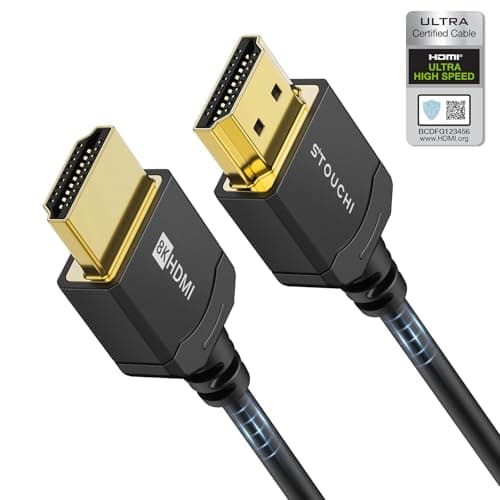 Image of Stouchi HDMI Cable 8K 2M Ultra Thin Hyper Slim, Extremely Flexible 8K HDMI Cable, Supports 10K 8K120 4K120 144 Hz, eARC HDR10 4:4:4 HDCP 2.2&2.3 Dolby Compatible with PS5/Xbox/LG