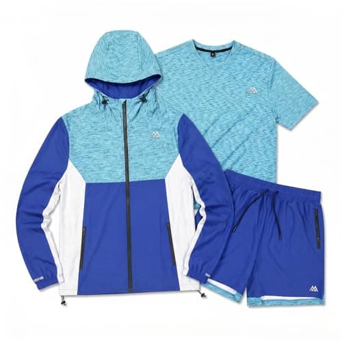 Image of FITROX Men’s 3 Piece Short Set, | Summer Casual T-Shirt |& Shorts Set for Men, Breathable Lightweight, Men Summer Short Set,Casual Sweatsuit (UK, Alpha, M, Regular, Short, Royal Blue)