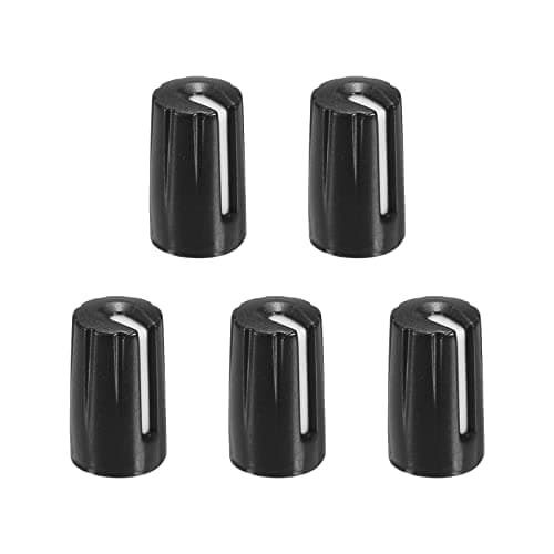 Image of sourcing map Potentiometer Control Knob ABS Guitar Knob for 6mm D Type Shaft Electric Guitar Power Amplifiers Stereos,Bass Volume Tone 270 Degrees Rotary Knob Black White 5PCS