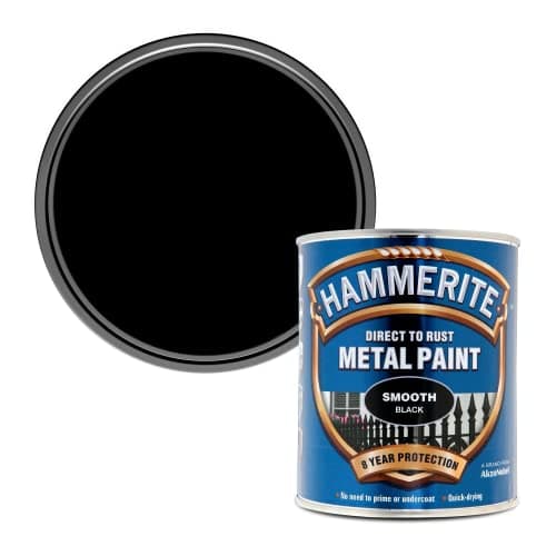 Image of Hammerite Direct to Rust Metal Paint - Smooth Black Finish 750ML