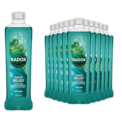 Image of Radox Mineral Therapy Bath Soak, Infused Minerals & Herbs, 100% Nature Inspired Fragrances Designed to Make You Feel Heavenly, 500ml Bulk Buy (Pack of 12, Rosemary & Eucalyptus)