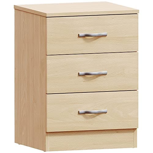 Image of Vida Designs Large Pine Bedside Drawer, Bedside Cabinet, 3 Drawer, Bedside Table, Metal Handles and Runners