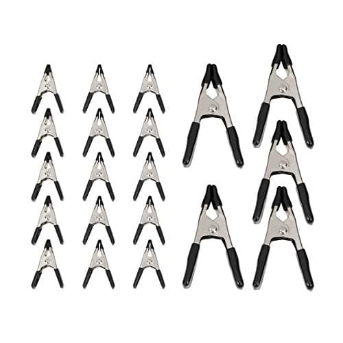 Image of Amazon Basics 20-Piece Steel Spring Clamp Set, 15 Pack of 1.91 cm, 5 Pack of 2.54 cm, Black/Silver