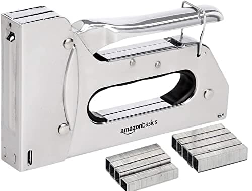 Image of Amazon Basics Heavy Duty Stapler Gun with 1000 Staples, for Upholstery, Home Repairs, Carpentry and other Professional Projects, Silver