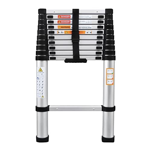 Image of Aluminium Telescoping Ladder, 3.2M Heavy Duty Multi-Purpose, Non-Slip, Max Load 150kg/330lb, Portable Extension Loft Ladder