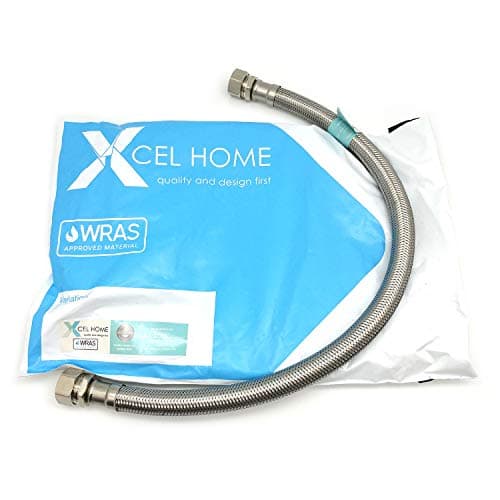 Image of Xcel Home WRAS Approved 500mm 15mm x 15mm Compression Flexible Pipe Connector Stainless Steel Braided Flexi Pipe Monobloc Mixer Kitchen Sink Tap Tails for Bathroom Basin