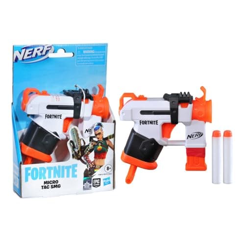 Image of Nerf Fortnite Micro Tac SMG Mini Dart-Firing Blaster, Fortnite Tac SMG Equipment Design, Includes 2 Nerf Elite Darts