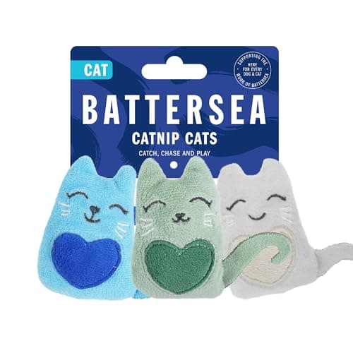 Image of Rosewood Battersea Pack of 3 Cat Toys – Three Soft Plush Kitty Toys for Cats and Kittens, Catnip-Infused, Interactive and Engaging Play for All Breeds, UK Charity Partnership