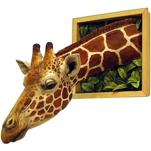 Image of TOTLAC Giraffe Head Sculpture Wall Decor, 3D Wall Mounted Giraffe Bust, Wall-Broken Bursting Giraffe Wall Hanging Art, Life-Like Wildlife Animal Home Decoration