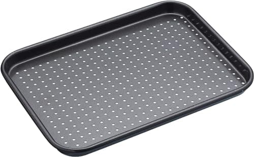 Image of MasterClass Crusty Bake Perforated Baking Tray with PTFE, PFOA and BPA Free Non Stick, Robust 1mm Thick Carbon Steel, 24 x 18cm