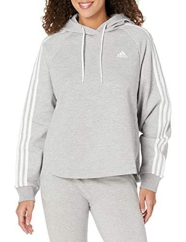 Image of adidas Womens Maternity Overhead Hoodie, Medium Grey Heather/White, S