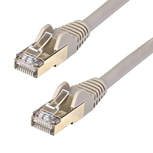 Image of StarTech 10m CAT6a Ethernet Cable - 10 Gigabit Shielded Snagless RJ45 100W PoE Patch Cord - 10GbE STP Network Cable with Strain Relief - Grey - UL, TIA (6ASPAT10MGR)