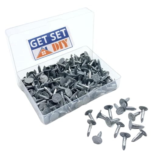 Image of Galvanised Clout Nails 13mm (Approx. 185pcs, 200g Pack) Roofing Felt Tacks for Shed Roof - Heavy Duty Felt Nails for Securing Shed Roof Felt in a Handy Plastic Case