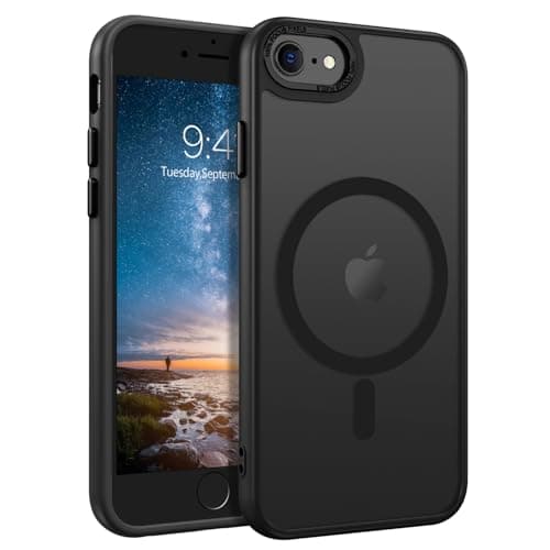 Image of BENTOBEN Magnetic for iPhone 7/8/SE(2020)/SE(2022) Phone Case [Compatible with MagSafe], Matte Translucent Back Anti-Fingerprint Shockproof Protective Cover for iPhone 7/8/SE 2nd Gen/SE 3rd Gen, Black