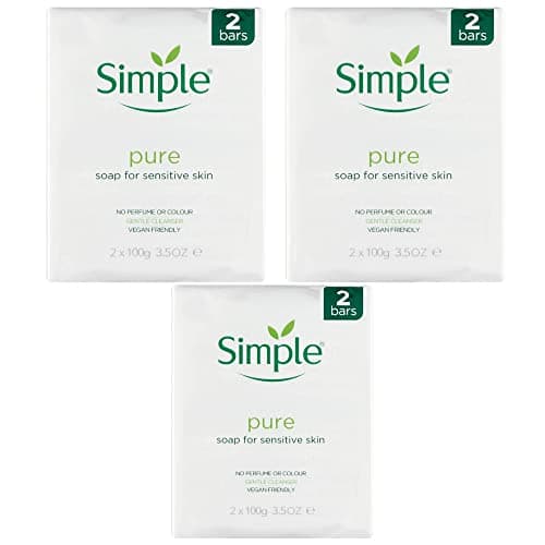 Image of PBW INTERNATIONAL Simple Pure Soap Bars For Sensitive Skin Pack of 6 (6 x 100g) - 3 x Twin Packs