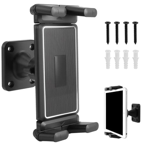 Image of Universal Tablet Wall Mount Holder Aluminum 360° Rotation Adjustable Base Mounted Stand Bracket Holders Compatible with 4.7-14in iPhone ipad Pro Air Mini Galaxy Tab Samsung and Most Tablets Phones