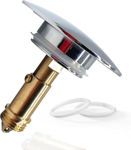 Image of 1PC Bath Plug Replacement - 69mm Chrome Plated Metal Bath Tub Plug - Click Clack Sprung Plug Stopper - Push Drain Cover - Waste Pop Up Plug for Bathroom Tub Chrome