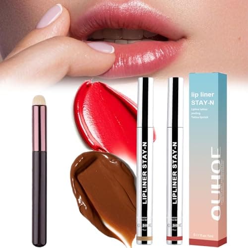Image of Detachable Lip Liner, Long Lasting Tattoo - Peel-Off Lip Liner, Peel Off Lip Stain, Lip Liner Perfect Pout Matte, Detachable Gel Lip Liner Pencil (2Pcs-A)
